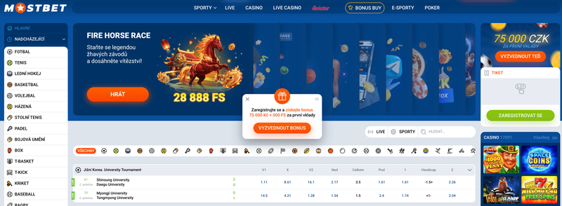 Oficiální webové stránky Mostbet Česká republika